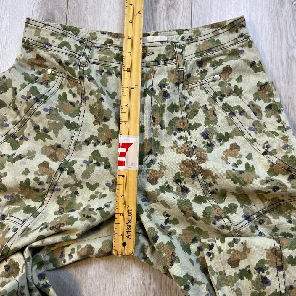 Anthropologie Floral Camo Cargo Pants Women 2 Beige Green Barrel Balloon Utility - Picture 4 of 11